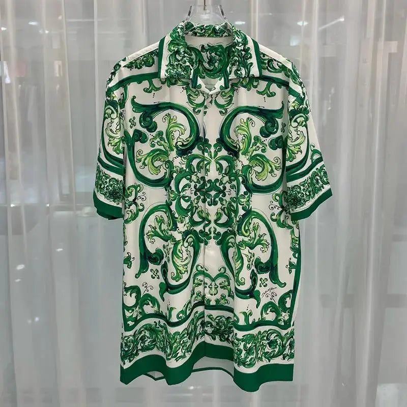 Summer 2025 Digital Print Casual Short Sleeve Mens Shirt Shorts Hawaiian Shirt Set Cross-Border Youth Fashion Male Model Clothes.