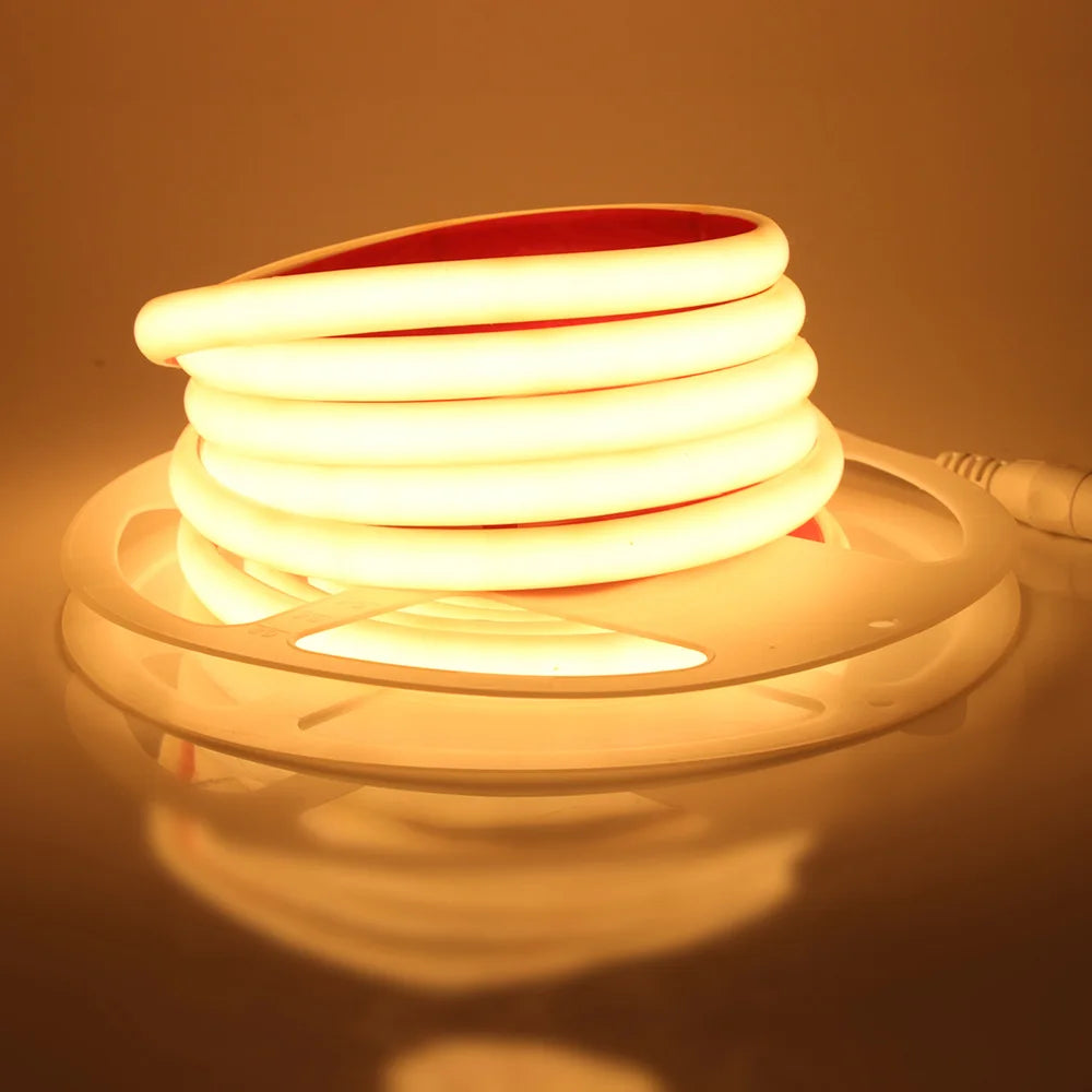 IP68 Waterproof COB LED Neon Strip Light 5m 10m 15m 20m 0.5m 12V 24V 320LED Flexible Tape Silicone Tube Lamp Liner Lighting RA90.