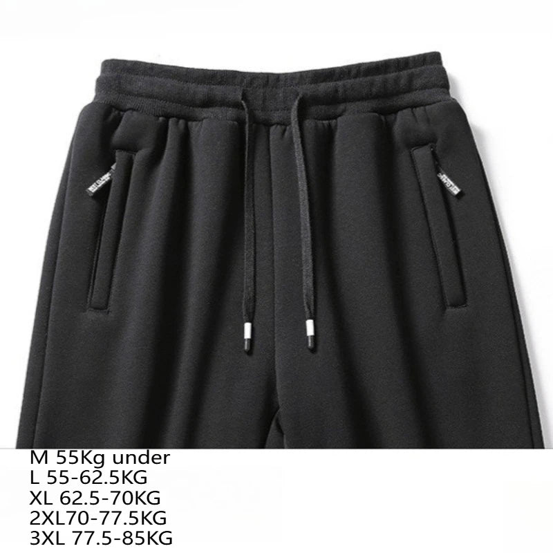 Winter Men's Cotton Fleece-Lined Sweatpant Men Plush Thick Lambswool Thermal Drawstring Trousers Casual Comfortable Sports Pants.