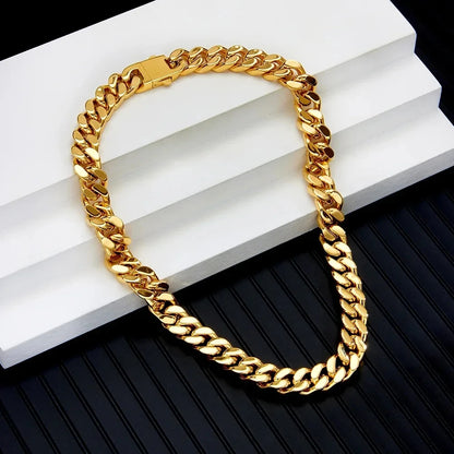 316 Stainless Steel Plated 18k Gold Fashion Crypto Cuban Chain Miami Rap Hip Hop Men's Bracelet Accessory.