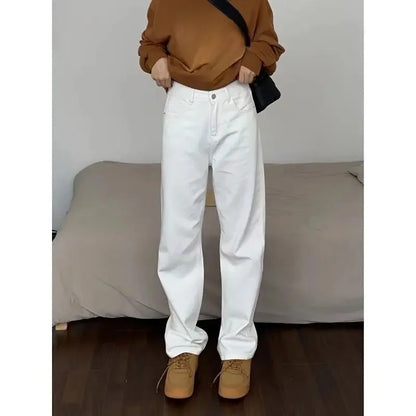 High Waist Straight Leg Jeans Women's Spring New Slim Fit Spring Autumn Narrow Version Smoking Pipe Pants.