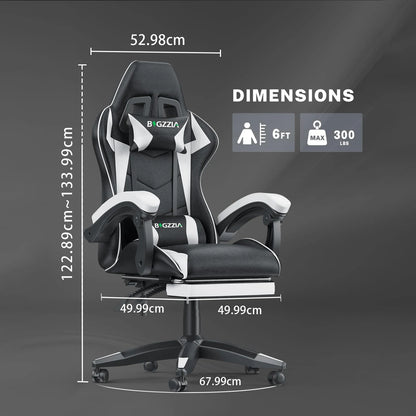 Gaming-Stuhl mit Fußstütze, ergonomischer Gaming-Stuhl mit Lendenkissen, Kopfstütze, Gaming-Stuhl, höhenverstellbarer Computerstuhl