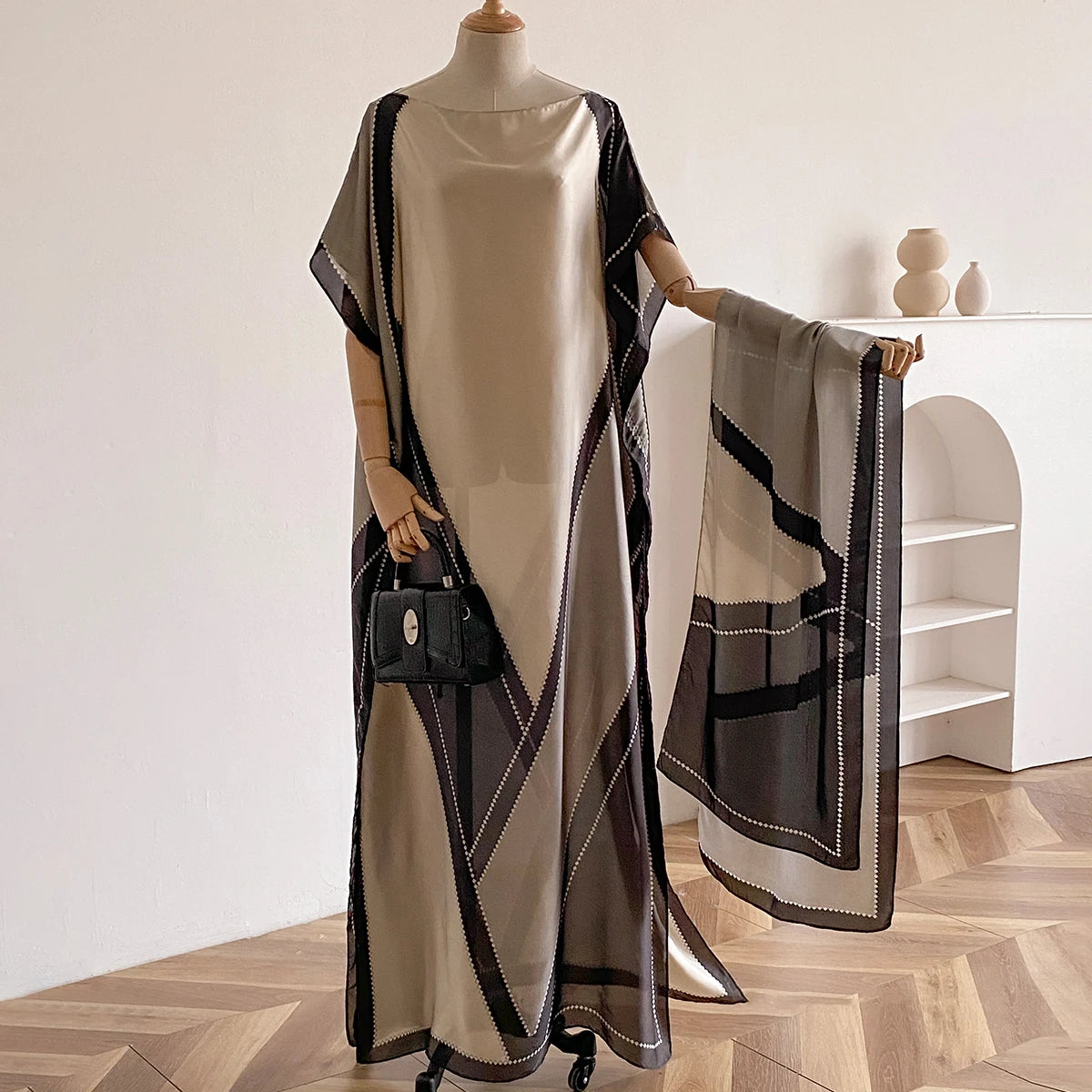 Sommer Neue Mode Afrikanische Kleider Für Frauen Elegante Gedruckt Seide Muslimischen Dame Lange Hijab Kaftan Kleid Oversize Kuwait Abaya.