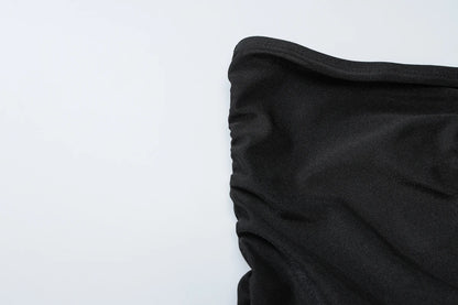 Dulzura ärmelloses, trägerloses, plissiertes Maxikleid mit Knopf, sexy, elegantes langes Kleid für Damen, Party, Club, Büro, Frühling und Sommer.