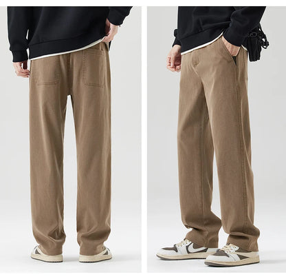 Men's Loose Straight Lyocell Wide Leg Trousers 2025 Autumn Winter Drape Comfortable Versatile Casual Pants Plus Size 5XL