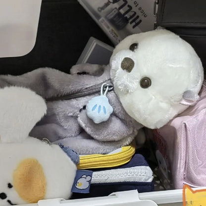 Creative Cute Sea Otter Shape Plush Pencil Bag 1PC Large Capacity INS Cartoon Pencil Case Velvet Pencil Case Student Stationery.