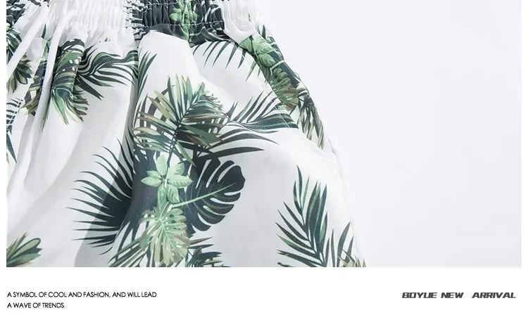 Shopee Popular Men's Loose-fit Hawaiian Vacation Beach Shirt Shorts Set Summer Casual Comfortable Clothing.