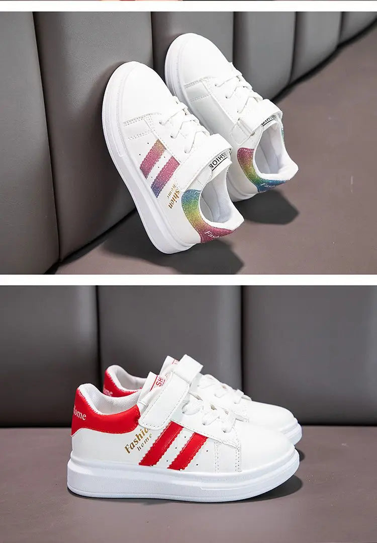 Children's Sports Shoes Non-slip New Tennis Shoes for Girls Fashion Boys Versatile Kids Causal School Running Sneakers Hook Loop.