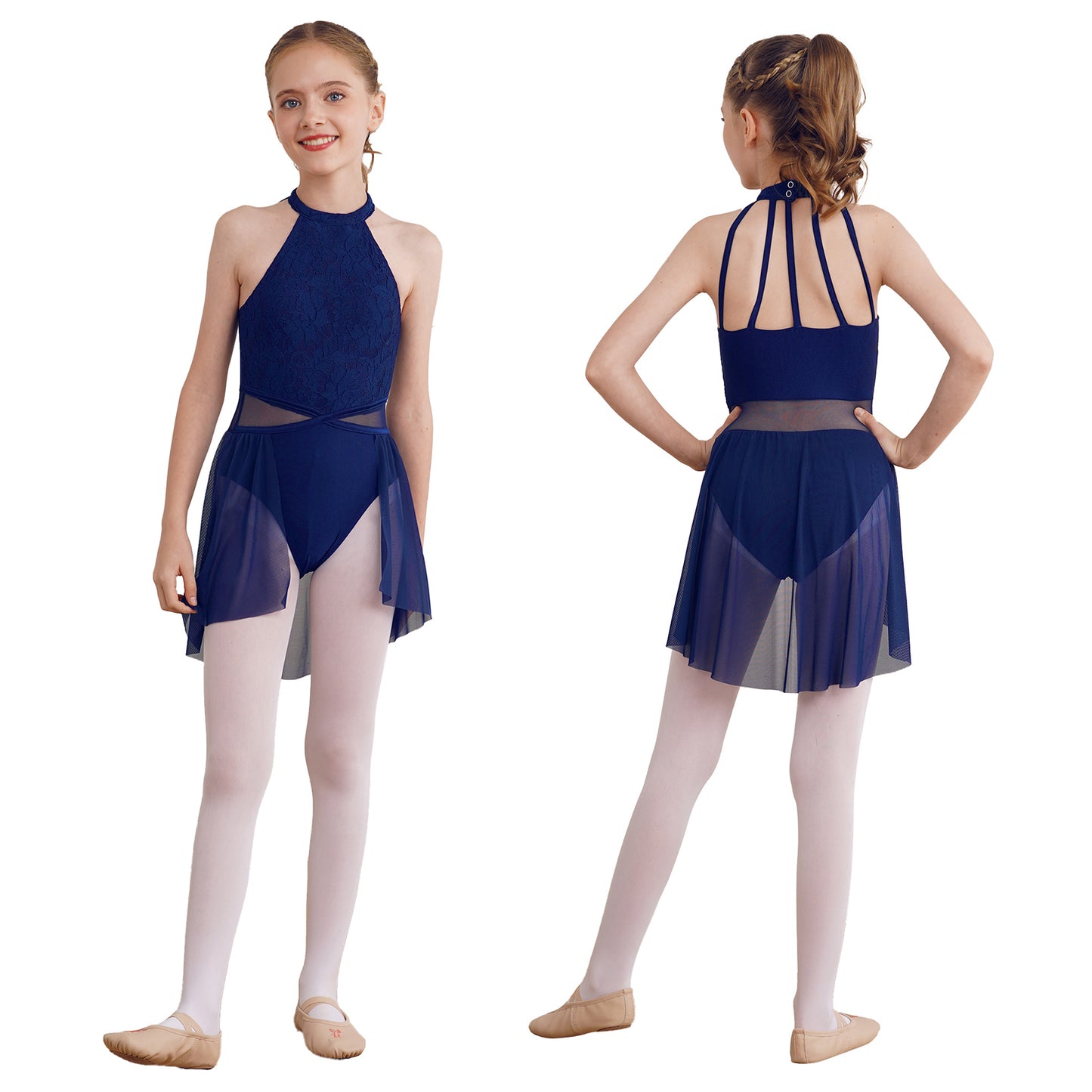 Mädchen Ballett Gymnastik Trikot lyrischen Tanz kleid ärmellose florale Spitze Tutu Tanz kleidung für Eiskunstlauf Bühnen performance