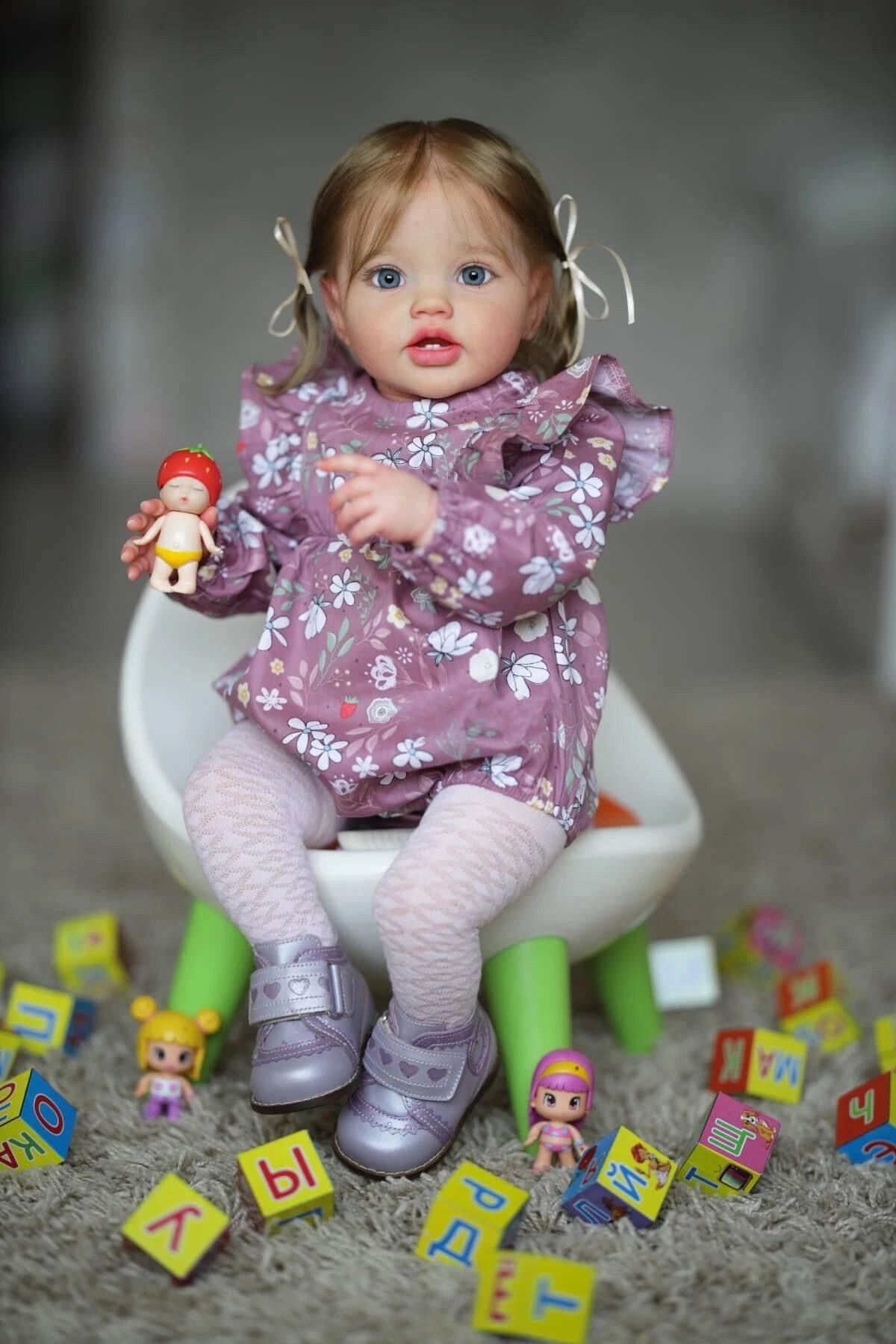 NPK 24Inch Newborn Baby Toddler Doll Reborn Lottie Princess Girl Lifelike Soft Touch 3D Skin Art Doll with Hand Rooted Hair.