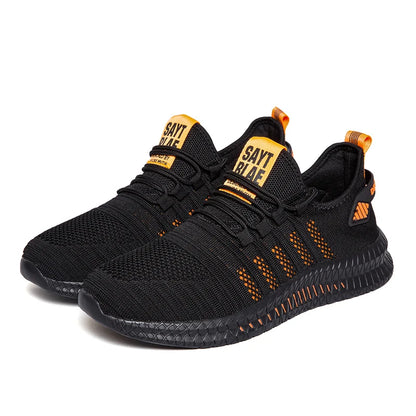 Men's sneakers lace-up flying woven through casual shoes vulcanized lightweight flat comfortable running shoes plus size 48.