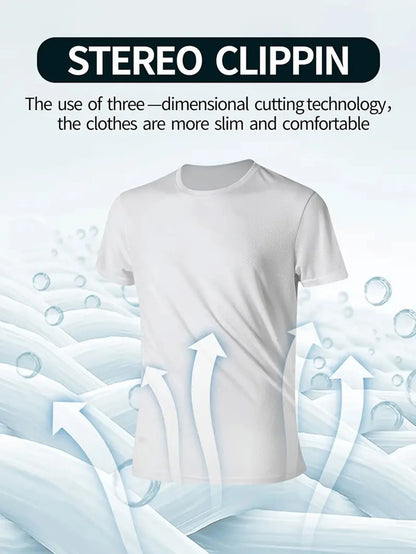 Round Neck T-Shirt 7-Piece White Ultra-Light Men's Quick-Drying Breathable Sweat-Absorbent Shirt Suitable for Fitness Gym and Ru.