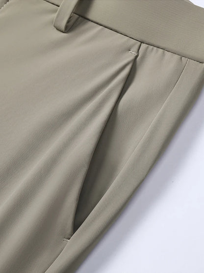 Summer Men's Casual Pants Korean Fashion Light Cool Ice Silk Stretch Golf Pants Slim Fit Suit Pants Male Office Formal Trousers.