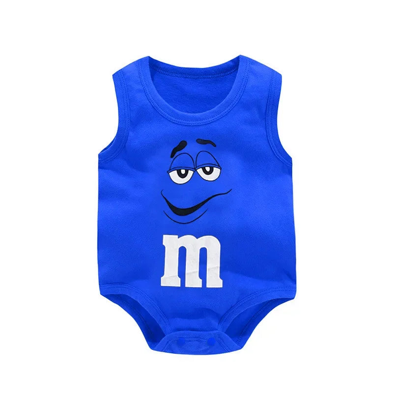 0-24M Neugeborenen Baby Baumwolle Body für Jungen und Mädchen Brief Drucken Lustige M Ärmellose Baby Strampler Sommer weiche Kleinkind Onesie.