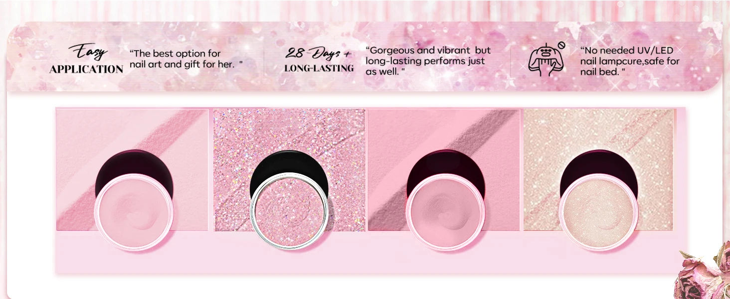 Dip Nails Powder Kit Acrylic Dipping Powder Set with Base Top Coat Activator for French Nail Art Manicure Salon DIY Gift No UV.