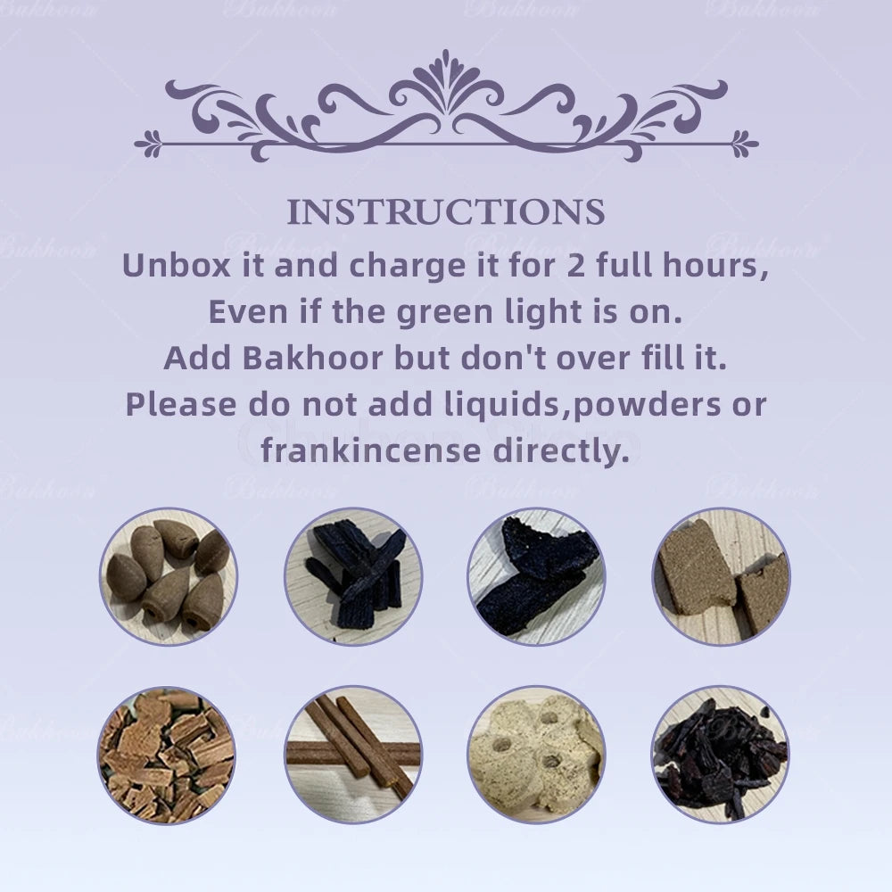 ChuHan Arabic Electric Aroma Diffuser Comb And Car Incense Burner 2 in 1 Rechargeable Portable USB Type C Environment Aromatizer.