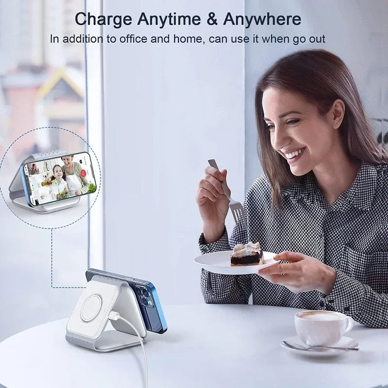 Foldable 3-in-1 Wireless Charger Dock For iPhone 16 15 14 13 12 Pro Max Apple Watch 10/9/8/7/6/5 AirPods Pro Fast Charging Pad.