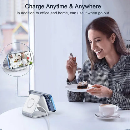 Foldable 3-in-1 Wireless Charger Dock For iPhone 16 15 14 13 12 Pro Max Apple Watch 10/9/8/7/6/5 AirPods Pro Fast Charging Pad.