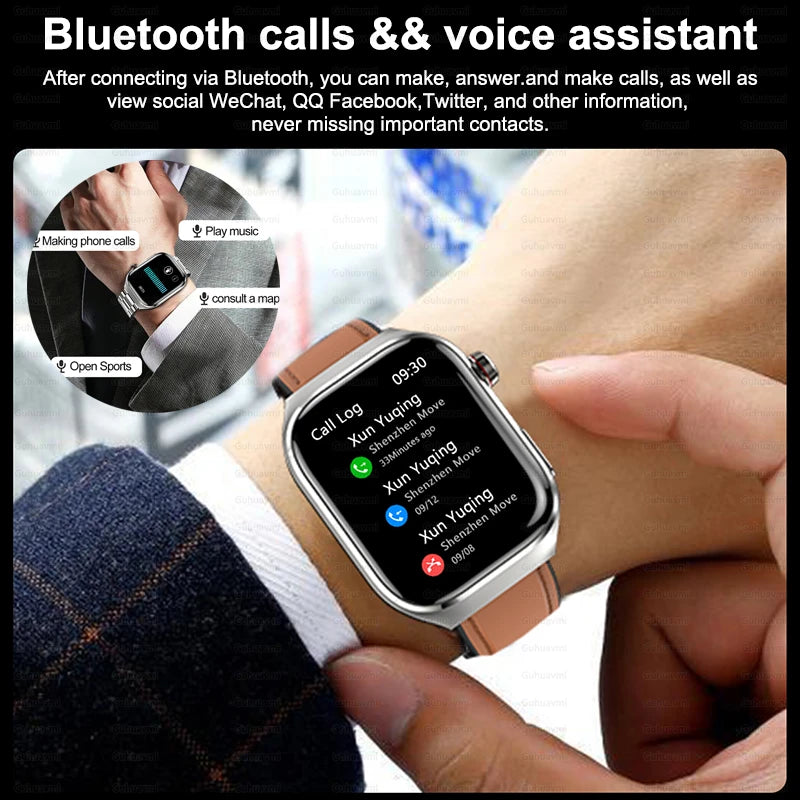 2025 New AI Intelligent Diagnosis ECG+PPG Smartwatch Health Protection Blood Lipids Uric Acid Heart Rate BT Call Smart Watch Men.