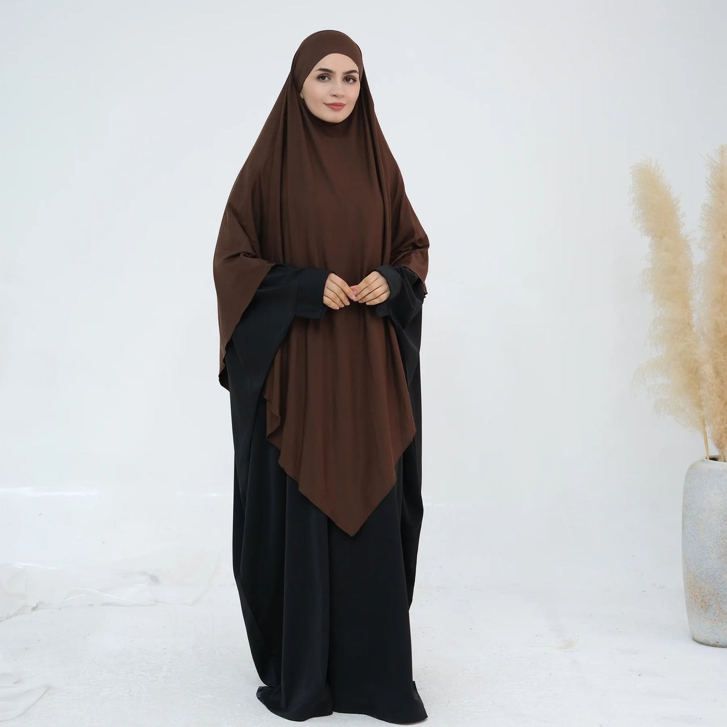 Extra Long Khimar Hijab Scarf Jersey Cotton Muslim Prayer Clothes Islamic Jilbab Khimars for Women Hijabs Veil Niqab Ramadan Eid.