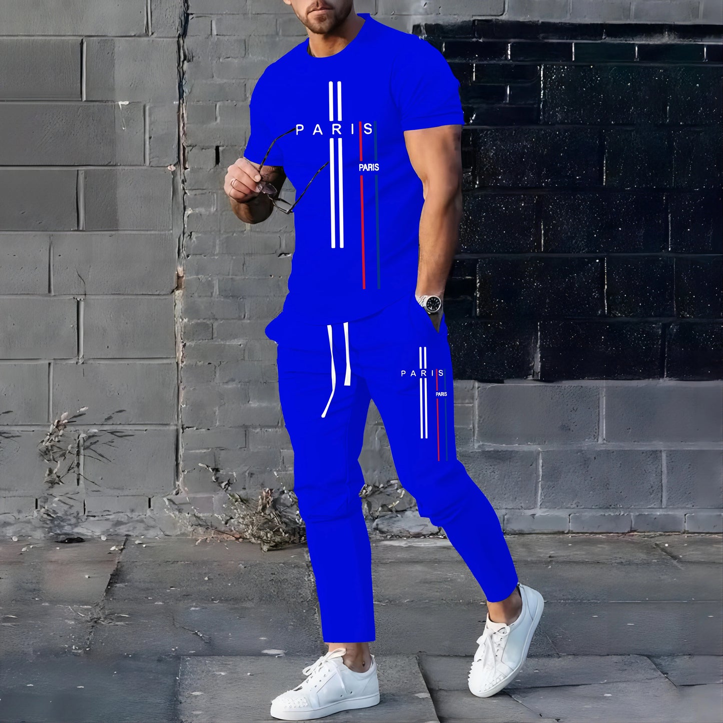 New StyleSummer Spring Fashionable Men's Football Sportswear T-shirt Pants Set Casual Short Sleeve Set Jogging Fitness Clothing