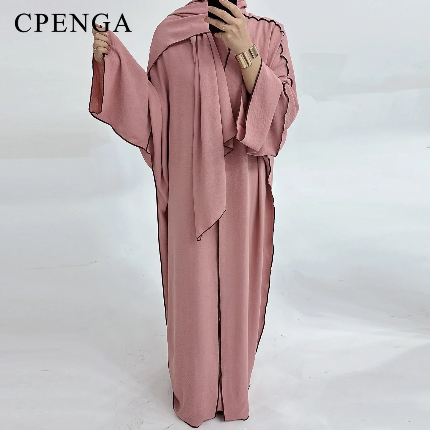 Muslim Abaya3 Pieces Dress for Women Arab Plain Hijab Ramadan Islamic.