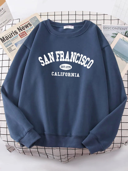 Sanfrancisco Est.1776 California Letter Street Hoodies Women Street Fit Hoodie Hipster Oversized Hoody hip hop All-match Top