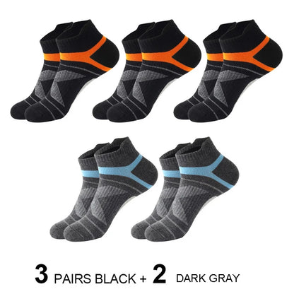 5 Pairs High Quality Socks Men Summer Outdoor Casual Cotton Socks Short Breathable Black Ankle Socks Run Sports Socks Size 38-45