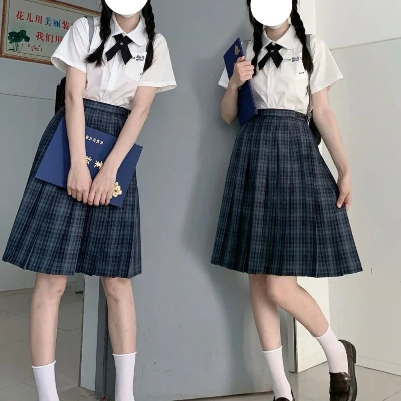 Pleated Skirts Women Japanese Preppy Style Plaid Faldas Kawaii Schoolgirls Chic Spring Autumn High Waist All-match Fashion Youth.