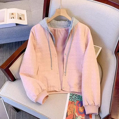 Frühling Herbst Damen Bomberjacken mit Kapuze, kurz, Vintage-Angebot, neu in Outerwears, weibliche Baseball-Fliegermäntel, eleganter Verkauf