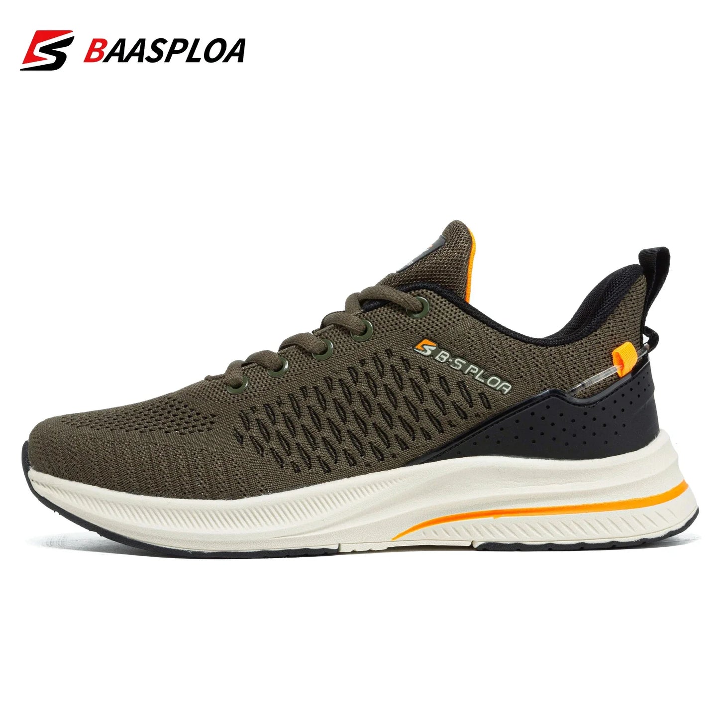 Baasploa Men's Running Shoes New Fashion Lightweight Mesh Breathable Walking Shoes Male Outdoor Casual Lace-Up Sports Shoes