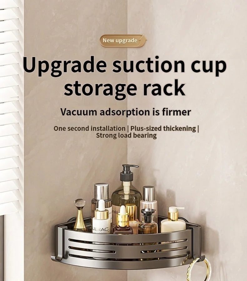 Saugnapf perforationsfreier Raum Aluminium Badezimmer Lagerregal Badezimmer Dreieckskorb Wandaufhänger Badezimmer Eckaufbewahrung