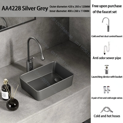 Luxuriöses Keramikgefäßwaschbecken, quadratisches Badezimmerwaschbecken, Arbeitsplatte, Kunstwaschbecken für Waschtischplatte, Keramik-Badezimmerwaschbecken für den Heimgebrauch