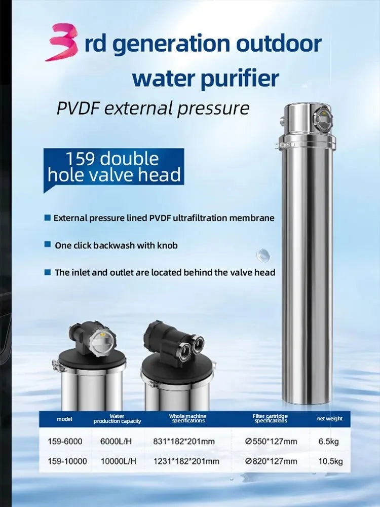 DIVEDEER 6000L Ultrafiltration Water Purifier External Pressure Backwash, 0.01 Micron High-Precision Filtration for Pure Water.