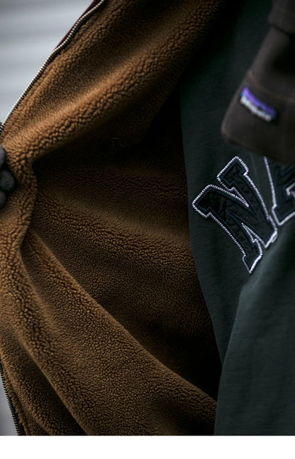 Japanese Vintage Polar Fleece Jacket Men Winter High Quality Thick Jacket Korean Streetwear Loose Couple Trendy Warm Coat Male