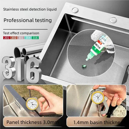 316L Stainless Steel Food Grade Large Single Slot Corrosion Resistant Household Kitchen Sink Wash Dish and Vegetable Basin