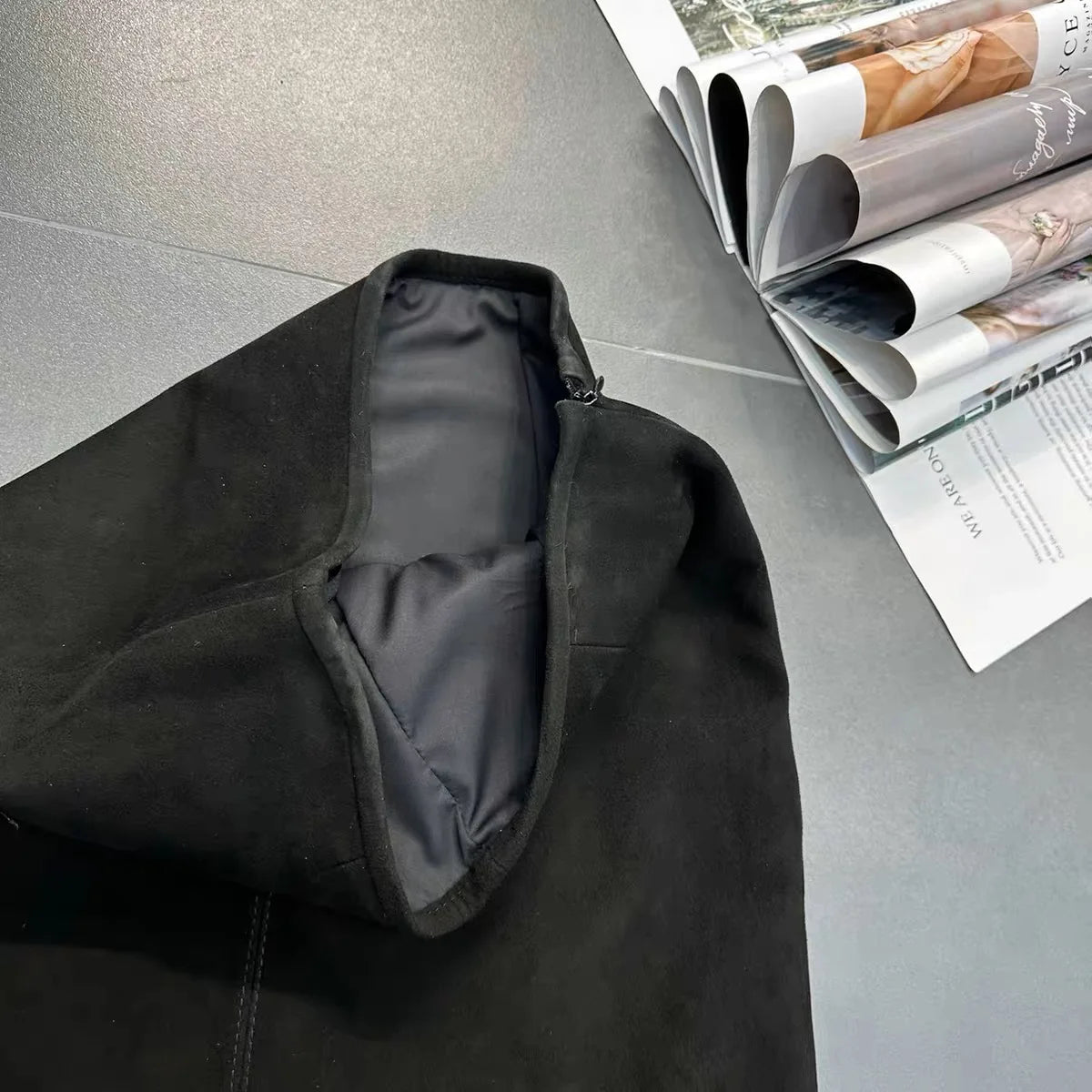 Retro High Grade Suede Real Leather Long Skirt 80cm For Women Upgraded Imported  Jupe Back Split Waist Loop Faldas Ankle-Length.