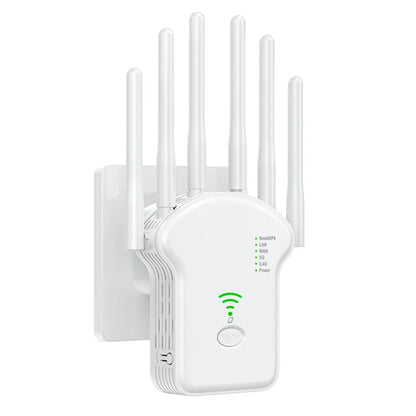 1200Mbps 5GHz Wireless WiFi Repeater WiFi Signal Booster Dual-Band 2.4G 5G WiFi Extender 6 Antenna Network Amplifier WPS Router.