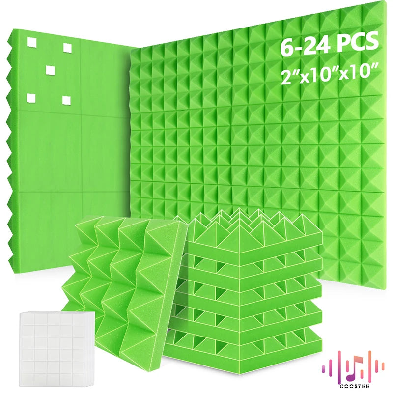 Sound Absorbing Wall Panel 6/12/24Pcs Acoustic Foam Self Adhesives Decor Studio Echo Canceling Treatment For Game Room Cinema