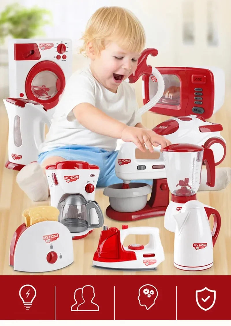 Kitchen Appliances Toys Toy Kitchen Set for Kids Play Kitchen Doll House Accessories Blender Coffee Maker Machine Mixer Toaster.