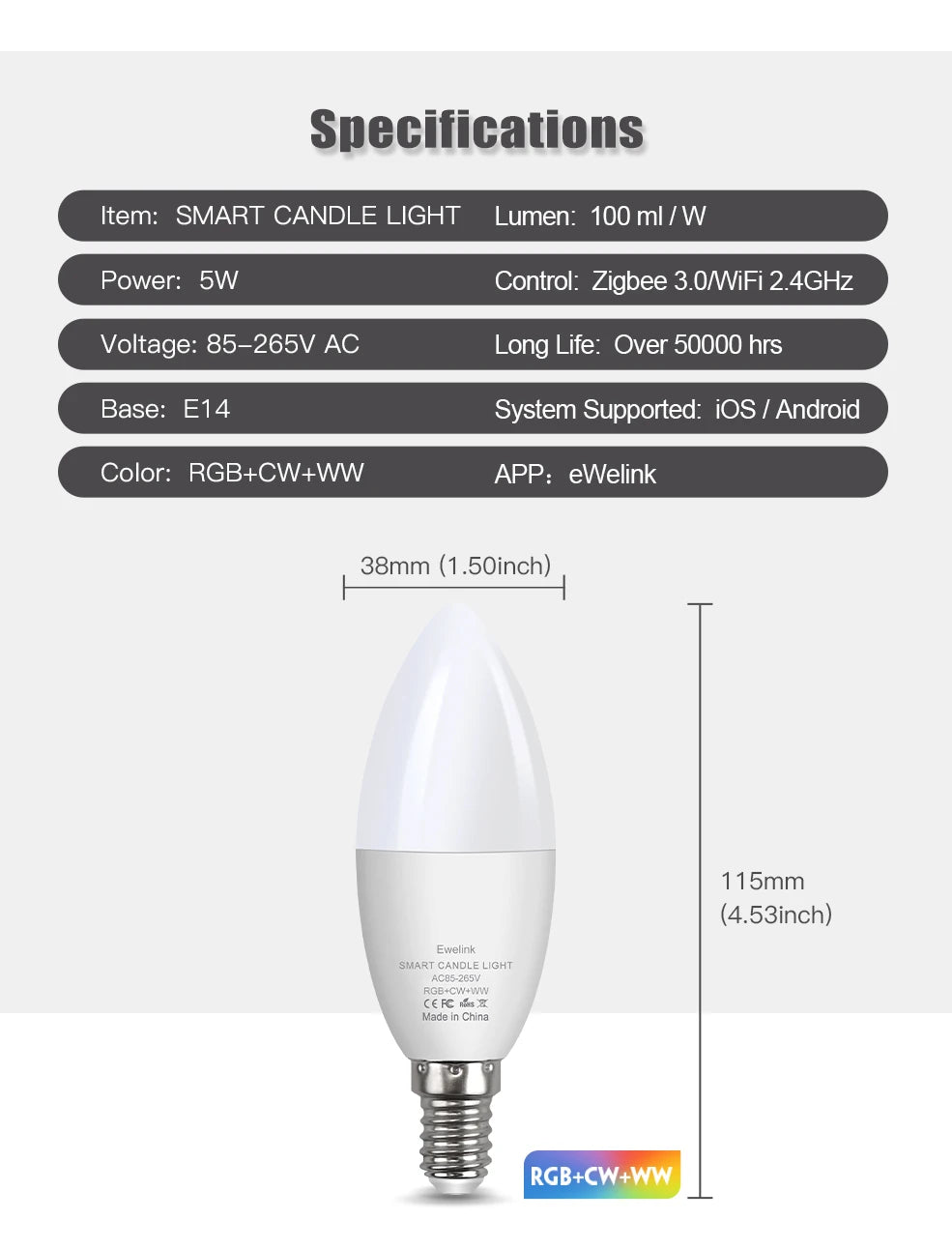 Smart WiFi Zigbee LED Glühbirne Dimmbar E27 E14 GU10 RGBCW 3000-6000K LED Kerze Lampe Für Ewelink APP Alexa Google Hause Yandex.