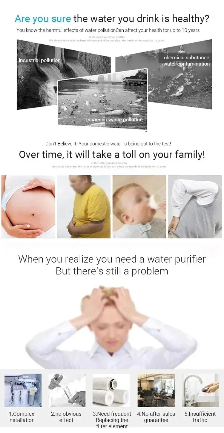 DIVEDEER 304 Stainless Steel Water Purifier PVDF Ultra Filtration Water Purifier Commercial Home Kitchen Direct Drinking Filter.