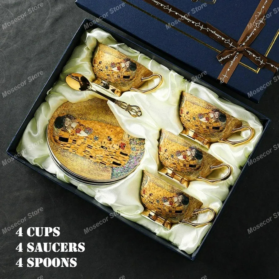 Egyptian Couple Coffee Cup European Bone China Coffee Cup Dish Set Ceramic Retro English Afternoon Tea Cup Set Coffee Mug