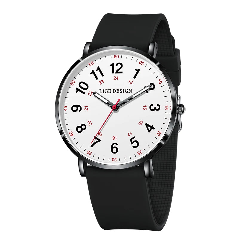 LIGE Fashion Elegant Watches for Woman Ladies Candy Color Silicone Casual Luminous Waterproof Dress Quartz Women's Wristwatches