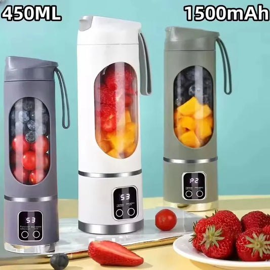 2025 New Household Charging MINI Crushed Ice Electric Juicer Powerful Motor 450ML Large Capacity Digital Display Juice Cup.
