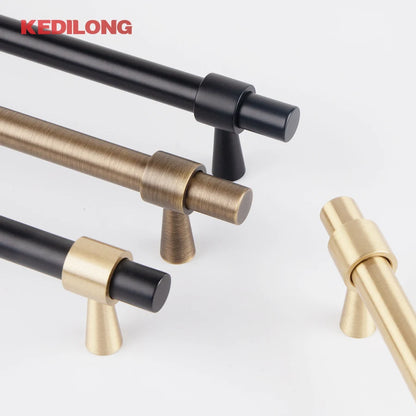 KEDLO Solid Brass Brushed Antique Brass Bronze 500mm Pull Drawer Knobs T Bar Kitchen Cabinet Handle