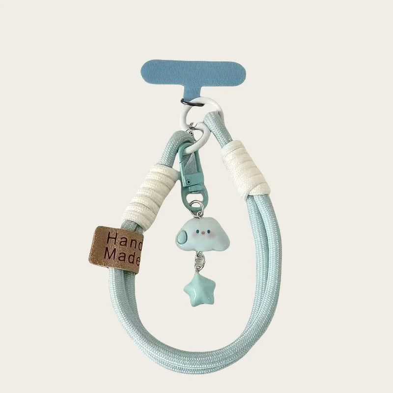 Kawaii Cloud Star Lanyard Short Wrist Strap Cute Phone Accessory for Mobile Camera.