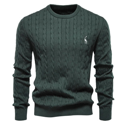 2024 High-quality Men's Sweater Pullover New Deer Embroidery Solid Color Knitted Sweater Men's Knit Sweaters  Men Clothing