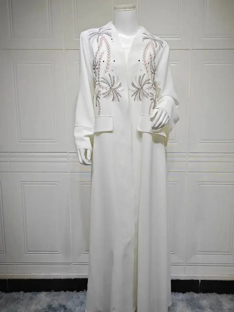 Ramadan Eid Kebaya White Muslim Modest Kimono Women Clothing Abaya Damen Dubai Luxury Islam Kaftan Robe Longue Femme Musulman.