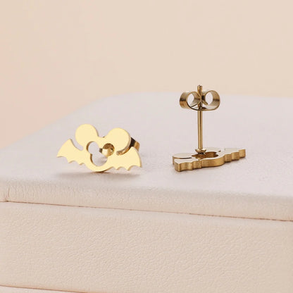 Stainless Steel Halloween Ghost Cat Stud Earrings For Women Girls Gold Color Waterproof Fashion Ear Party Jewelry Gift Wholesale